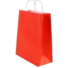 Kırmızı Kraft Çanta 18X8X24 ( 10 Adet ) ( Kağıt Poşet Çanta )