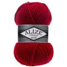 5 Adet Süperlana Maxi Kırmızı 56 Kalın El Örgü Ipi Yelek Hırka Ipi Atkı Bere Kazak Ipliği