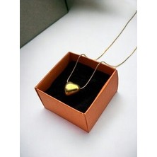 Çelik Minimal Kalp Balon Kolye - Kalp Figürlü Gold Renk Çelik Kadın Kolye