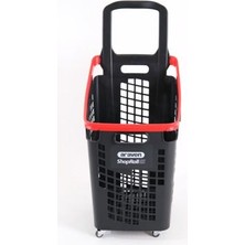Tekerlekli Market Sepeti Tekerlekli Alışveriş Sepeti 65 L Kırmızı