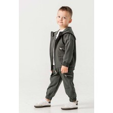 Kapüşonlu Fermuarlı Body Hediyeli 3 Parça Erkek Çocuk Ceketli Takım