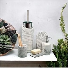Marble Serisi Beton Banyo Seti ve Tuvalet Fırçalığı,sıvı,katı Sabunluk,diş Fırçalık,tepsi