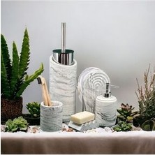 Marble Serisi Beton Banyo Seti ve Tuvalet Fırçalığı,sıvı,katı Sabunluk,diş Fırçalık,tepsi