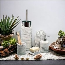 Marble Serisi Beton Banyo Seti ve Tuvalet Fırçalığı,sıvı,katı Sabunluk,diş Fırçalık,tepsi