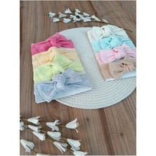 Kız Bebek Çocuk Bandana Kaşkorse 8'li Ribana Saç Bandanası Fiyonk Bağlamalı %100 Pamuklu Hediyelik