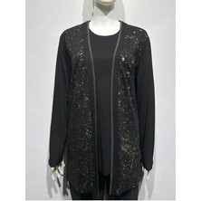 Içi Kısa Kol Bluzlu Ceketli Ince Penye Ikili Takım