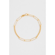 Italyan Tasarım 18 Ayar Sarı Altın Kaplama 19 cm Gümüş Bileklik