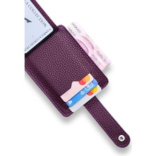 Vanilla Collection Unisex Süper Slim Deri Ince Model Kredi Kartılık & Kartvizitlik Cüzdan Kartlık Portföy Mor Floter