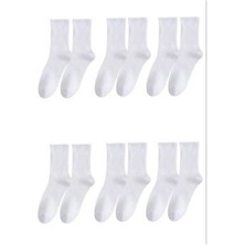 6 Çift Pamuklu Askılı Premium Beyaz Tenis Çorap