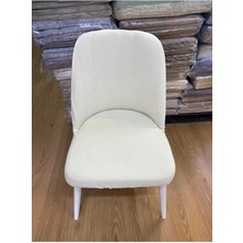 Streç Lastikli Bambu Büyük Oval Sandalye Kılıfı. Sandalye Örtüsü. 1 Adet. Krem Renk