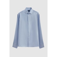 D'S Damat Regular Fit Mavi Çizgi Desenli Gömlek Erkek Modern Stil Normal Kalıp 3HF02IG051852