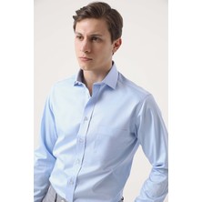 D'S Damat Ds Damat Regular Fit Mavi Düz Nano Care Gömlek 4HE02SG00289M