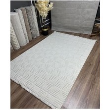 Aatoliarugs Dilara Krem Halı İskandinav Tarz Halı Modern Saçaklı Mikrofiber Dokuma Antialerjik Salon Halısı Mutfak Koridor Halısı Çocuk Odası Halısı