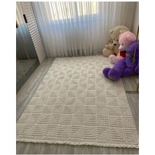 Aatoliarugs Dilara Krem Halı İskandinav Tarz Halı Modern Saçaklı Mikrofiber Dokuma Antialerjik Salon Halısı Mutfak Koridor Halısı Çocuk Odası Halısı