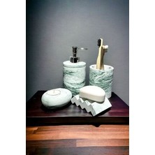 Mermer Serisi Yeşil Renk Beton Banyo Seti,dis Fircalik