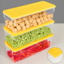 Meleni Home 3'lü Derin Mikrodalga Uyumlu Organizer Set Düzenleyici Gıda Erzak Saklama Kabı 2470ML Sarı