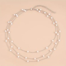 Lovisa Accessories El Emeği 3 Sıra Inci Boncuklu Zincir Kolye