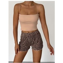Kadın Bej Askılı Kaşkorse Crop Atlet