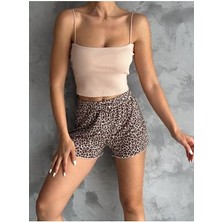 Kadın Bej Askılı Kaşkorse Crop Atlet
