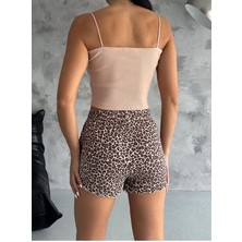 Kadın Bej Askılı Kaşkorse Crop Atlet
