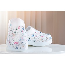 3e Medikal Sabo Bayan Anatomik Terlik Beyaz Çiçekli No:40