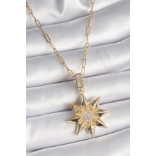 Ezo Concept 316L Çelik Gold Renk Zirkon Taşlı Kutup Yıldızı Model Kadın Kolye