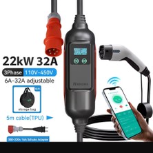 Khons 22KW 32 Amper Wifi Bluetooth Aplikasyonlu Elektrikli Araç Şarj Cihazı Type2 Dönüştürücü Hediyeli