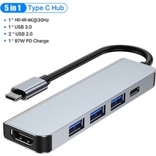 UmoTech 5in1 Type-C To USB Hub 5 Port Çoklayıcı Laptop Macbook Air Için Uyumlu Çoğaltıcı USB 3.0/hdmı/type-C