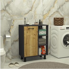 Mobiga Loren Çamaşır Kirli Sepetli Raflı Banyo Dolabı