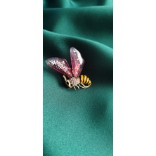 Pembe Kanatlı Arılı Broş