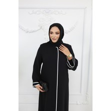 Tesettür Siyah Kadın Ferace Dubai Ipeği Biyeli Ferace MF-2269