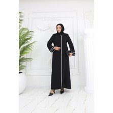 Tesettür Siyah Kadın Ferace Dubai Ipeği Biyeli Ferace MF-2269