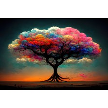 Aden Dekoratif Renkli Ağaç Kanvas Tablo