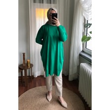 Kadın Yanları Yırtmaçlı Uzun Triko Tunik