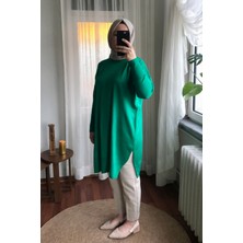Kadın Yanları Yırtmaçlı Uzun Triko Tunik