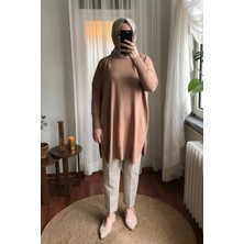Kadın Yanları Yırtmaçlı Uzun Triko Tunik
