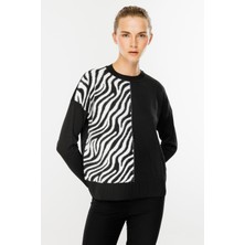 Zebra Kombin Desenli Triko Kazak