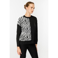 Zebra Kombin Desenli Triko Kazak