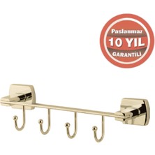Çelik Banyo Paslanmaz Pirinç Milano 4’lü Askılık Altın Sarı Gold