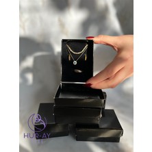 3 Adet - Siyah Karton Takı Kutusu/kolye ,yüzük ,küpe ,bileklik ,5li Set Kutu/içi Siyah Süngerli
