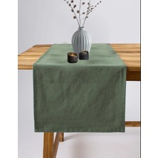Sister Home Design Haki Yeşil Özel Sınıf Keten, Organik,  Pamuklu, Servis Örtüsü - Runner