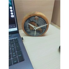 12CM Çap-El Yapımı Epoksi ve Ahşap Masa Saati