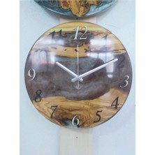 30CM Çap-El Yapımı Epoksi ve Ahşap Duvar Saati