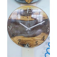 30CM Çap-El Yapımı Epoksi ve Ahşap Duvar Saati