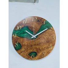 30CM Çap-El Yapımı Epoksi ve Ahşap Duvar Saati