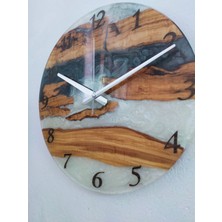 40CM Çap-El Yapımı Epoksi ve Ahşap Duvar Saati