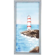 Ev Dekorasyon Kırmızı Deniz Feneri Dekoratif Tablo