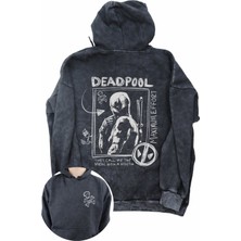 Unisex Deadpool Funny Sırt Baskılı Kapüşonlu Yıkamalı Sweatshirt, Oversize Deadpool Baskılı Hoodie