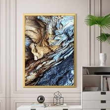 Lacivert & Gold Kaya Dokusu 1 Çerçeve ve Poster - DK1020