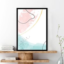 Sulu Boya Temalı Pembe - Yeşil Tonlar 3 Çerçeve ve Poster - C1267